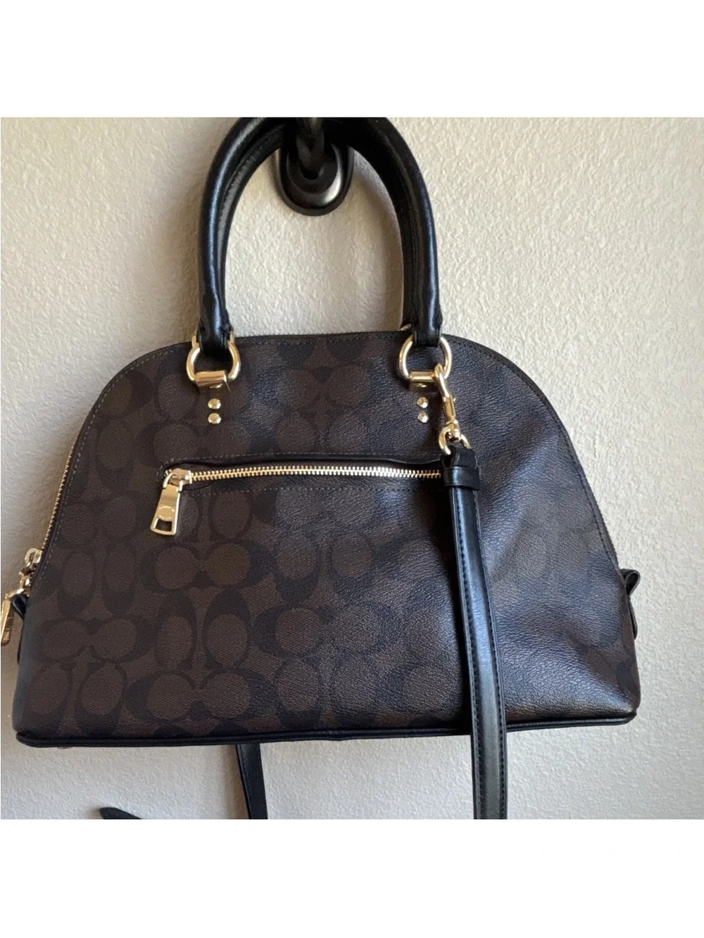 Coach Mini Sierra Satchel Signature Brown Black Crossbody Bag F27583